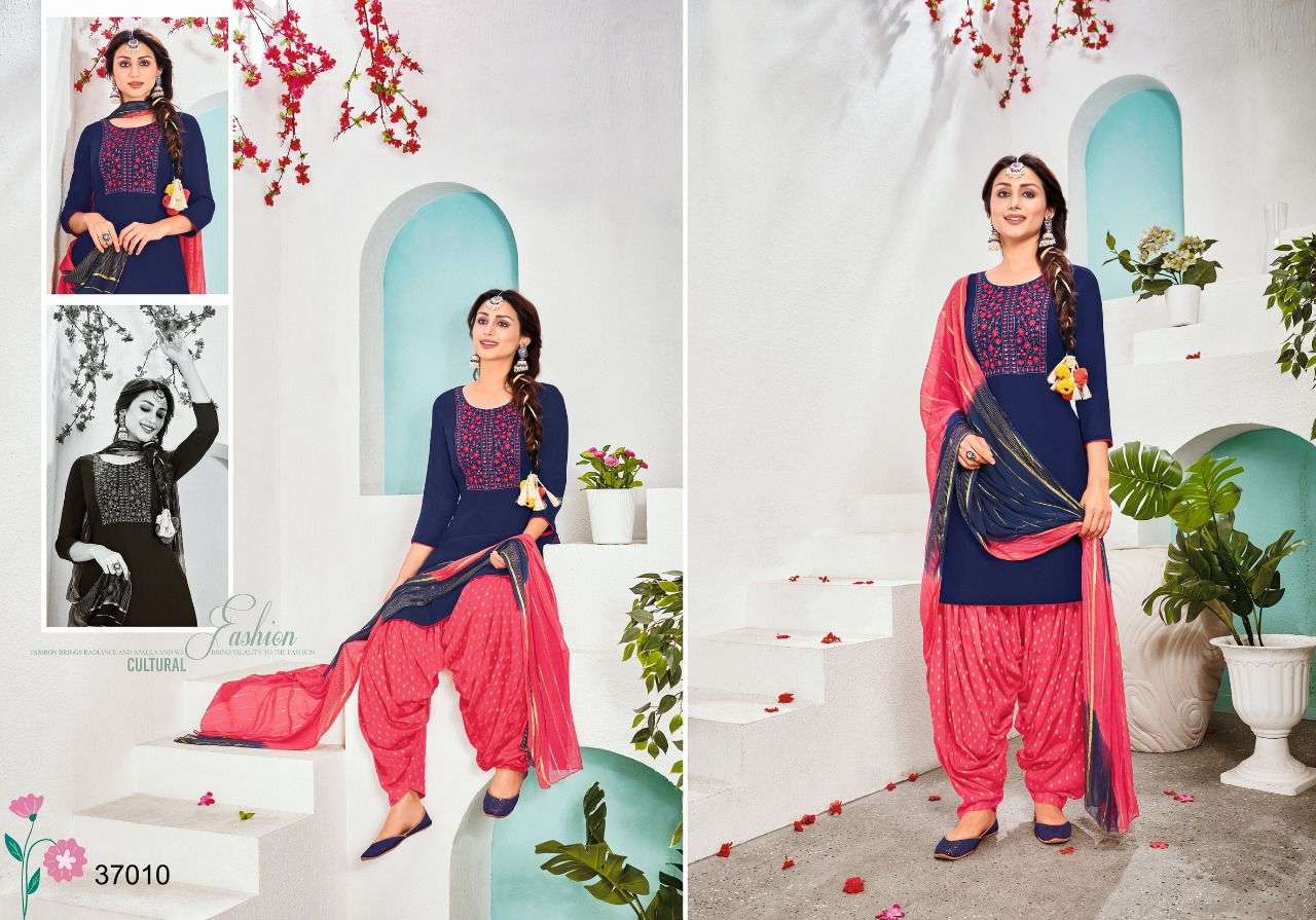 Artio By Kapil Trendz-Jecord Patiyala Vol 3-14-Kg-Rayon-Fancy-Work-Kurti-Cotton-Jacquard-Patiyala-Nazmin-Fancy-Jari-Dupatta-37010